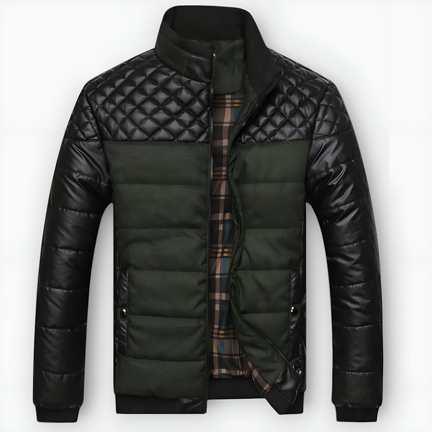 Félix™ | Two-tone padded jacket in leather and fabric