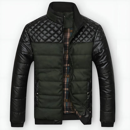 Félix™ | Two-tone padded jacket in leather and fabric