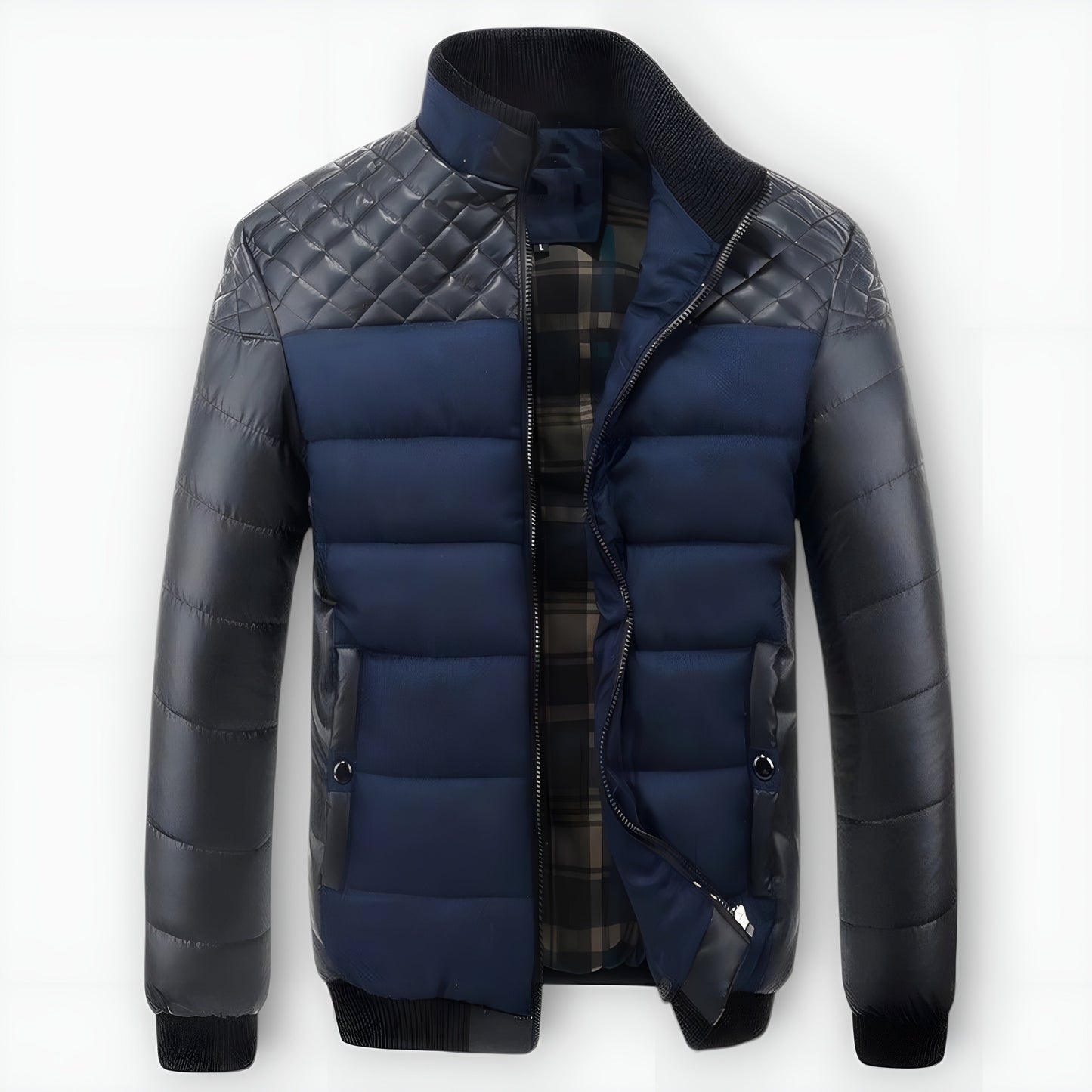 Félix™ | Two-tone padded jacket in leather and fabric