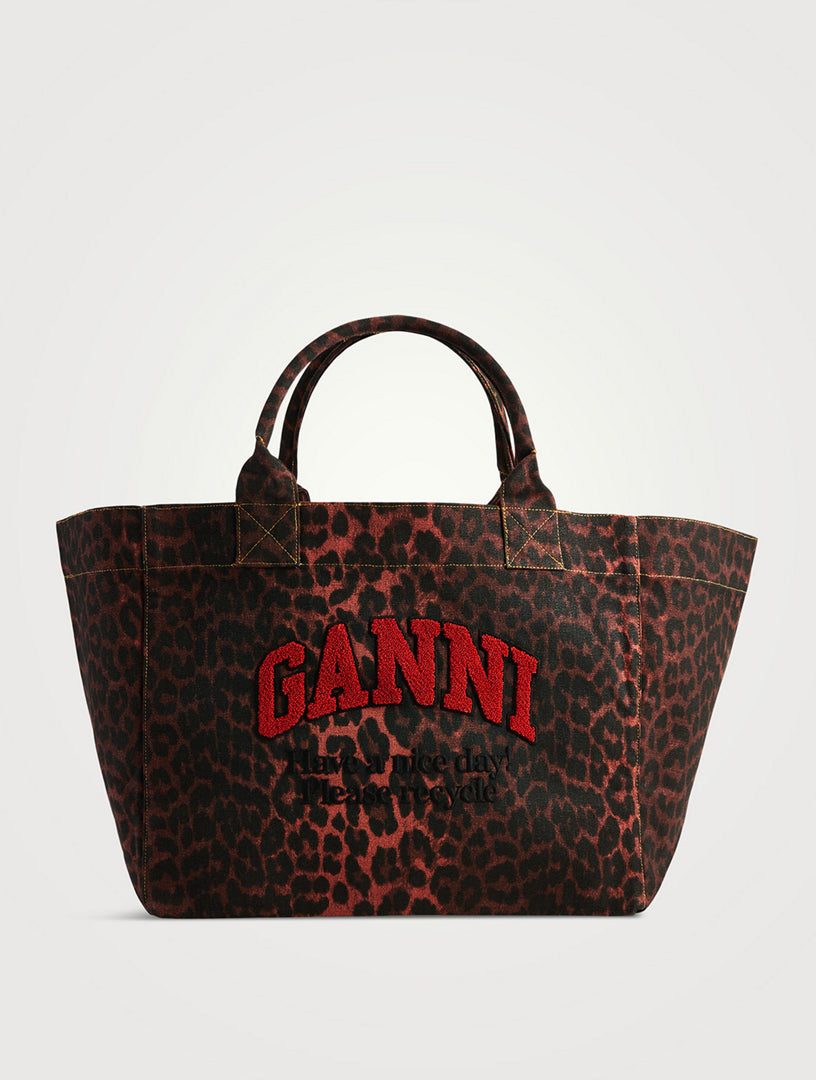 Canvas Tote Bag In Leopard Print