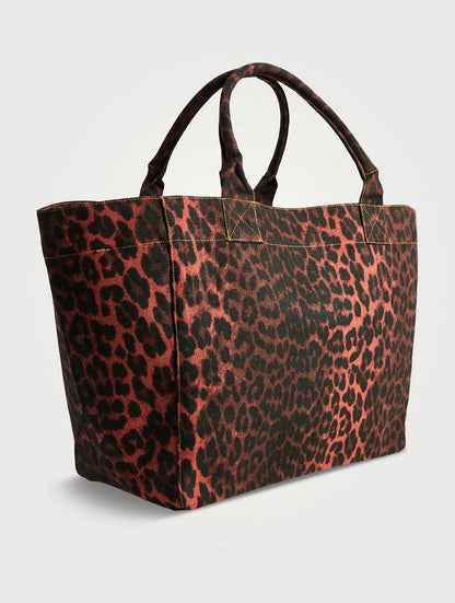 Canvas Tote Bag In Leopard Print