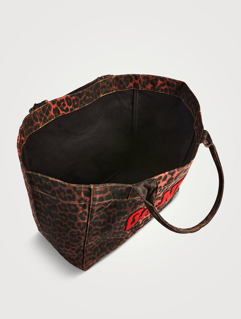 Canvas Tote Bag In Leopard Print