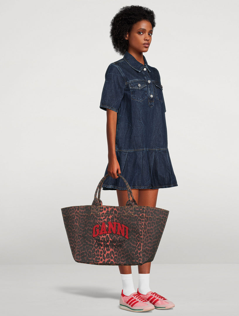 Canvas Tote Bag In Leopard Print
