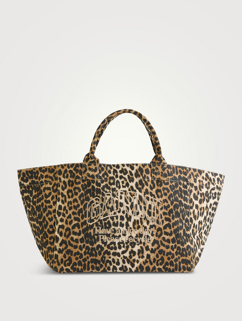 Canvas Tote Bag In Leopard Print