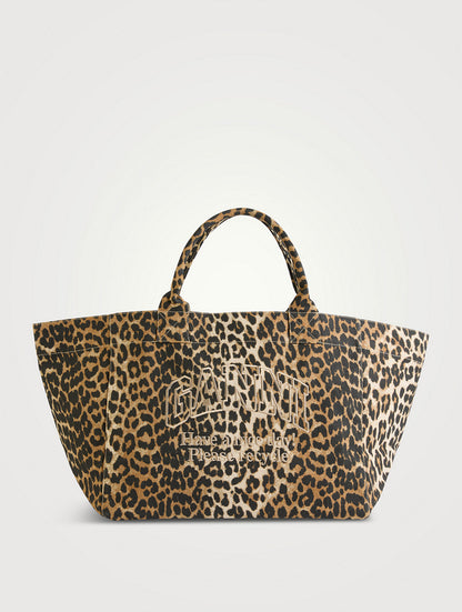 Canvas Tote Bag In Leopard Print