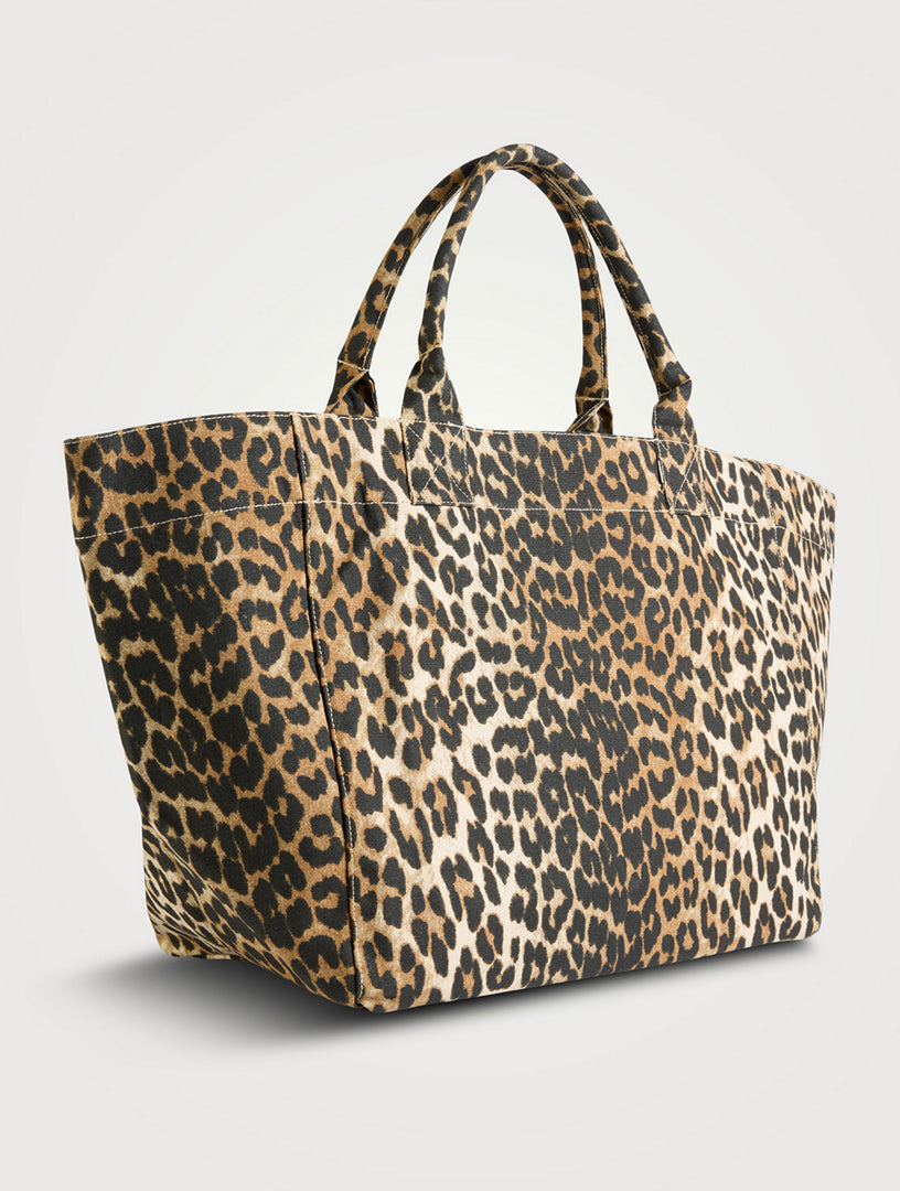 Canvas Tote Bag In Leopard Print