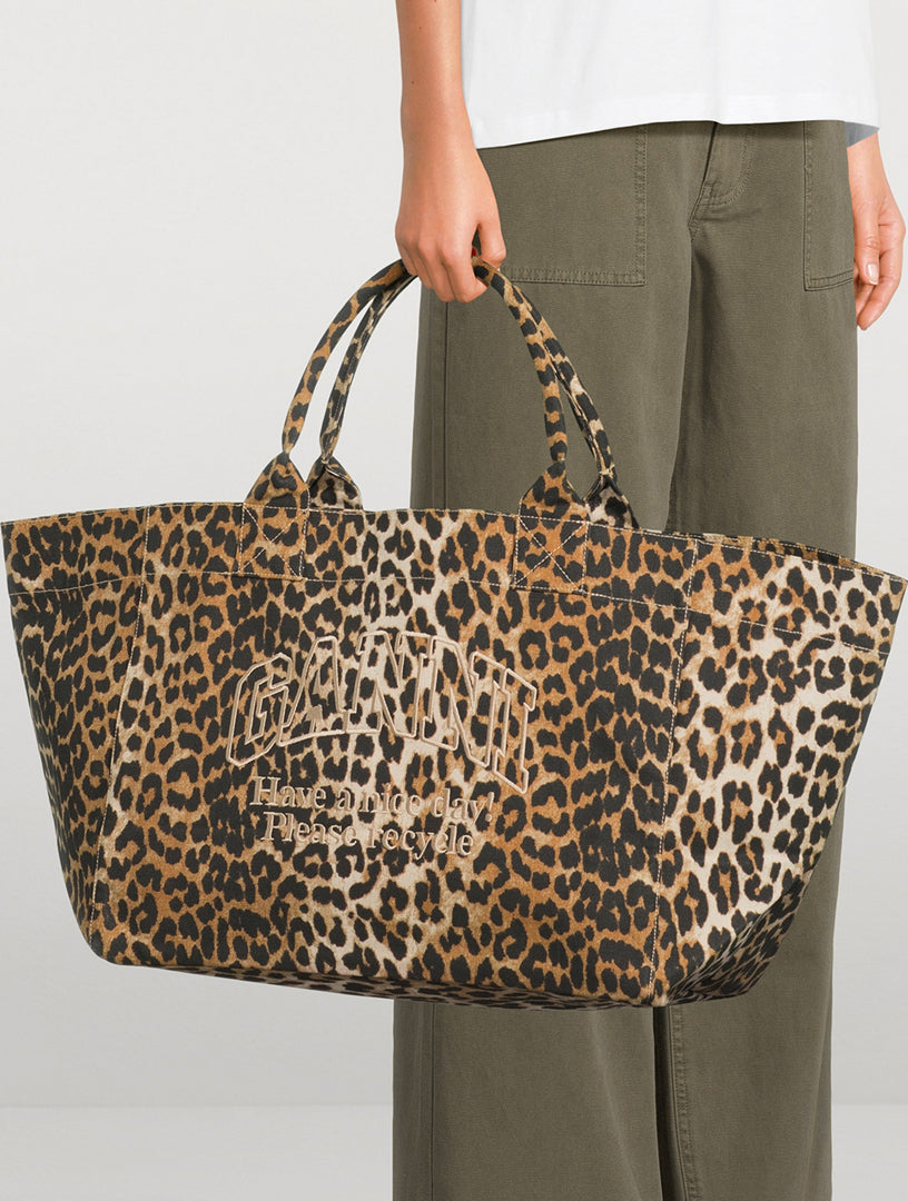 Canvas Tote Bag In Leopard Print