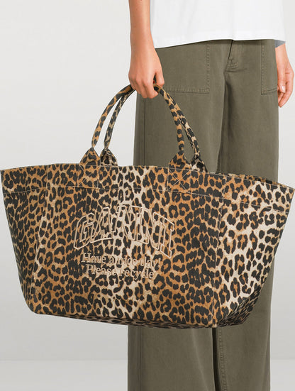 Canvas Tote Bag In Leopard Print