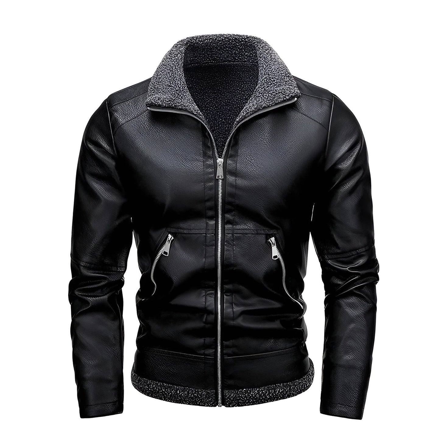 Léo™ | Elegant fleece-lined leather jacket