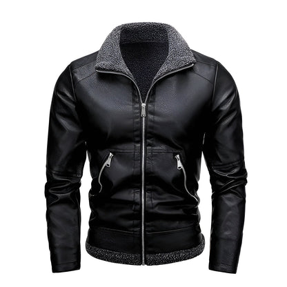 Léo™ | Elegant fleece-lined leather jacket