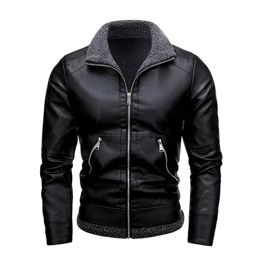 Léo™ | Elegant fleece-lined leather jacket