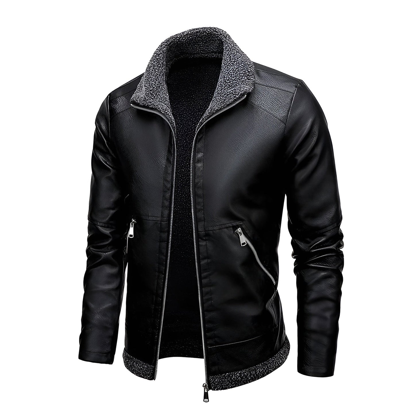 Léo™ | Elegant fleece-lined leather jacket