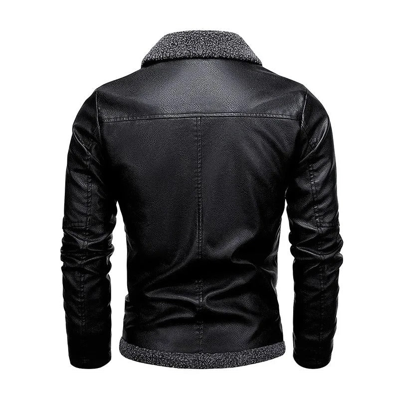 Léo™ | Elegant fleece-lined leather jacket