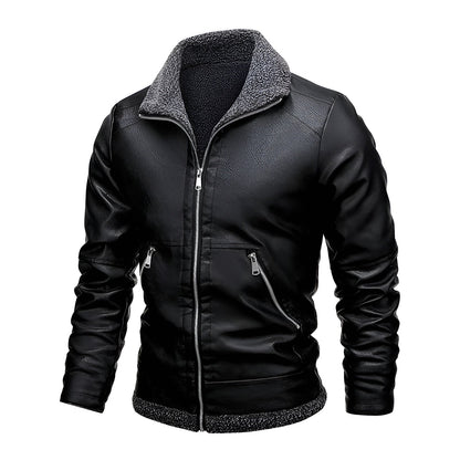 Léo™ | Elegant fleece-lined leather jacket