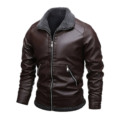 Léo™ | Elegant fleece-lined leather jacket