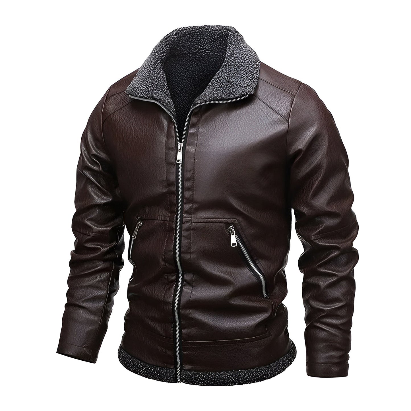 Léo™ | Elegant fleece-lined leather jacket