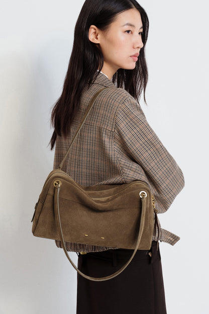 Soft Boston Medium Bag in Suede
