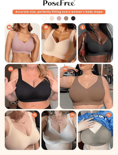 PoseFree Women’s Seamless Wireless Bra – Ultra - Soft Comfort and Support - Branwell & Co