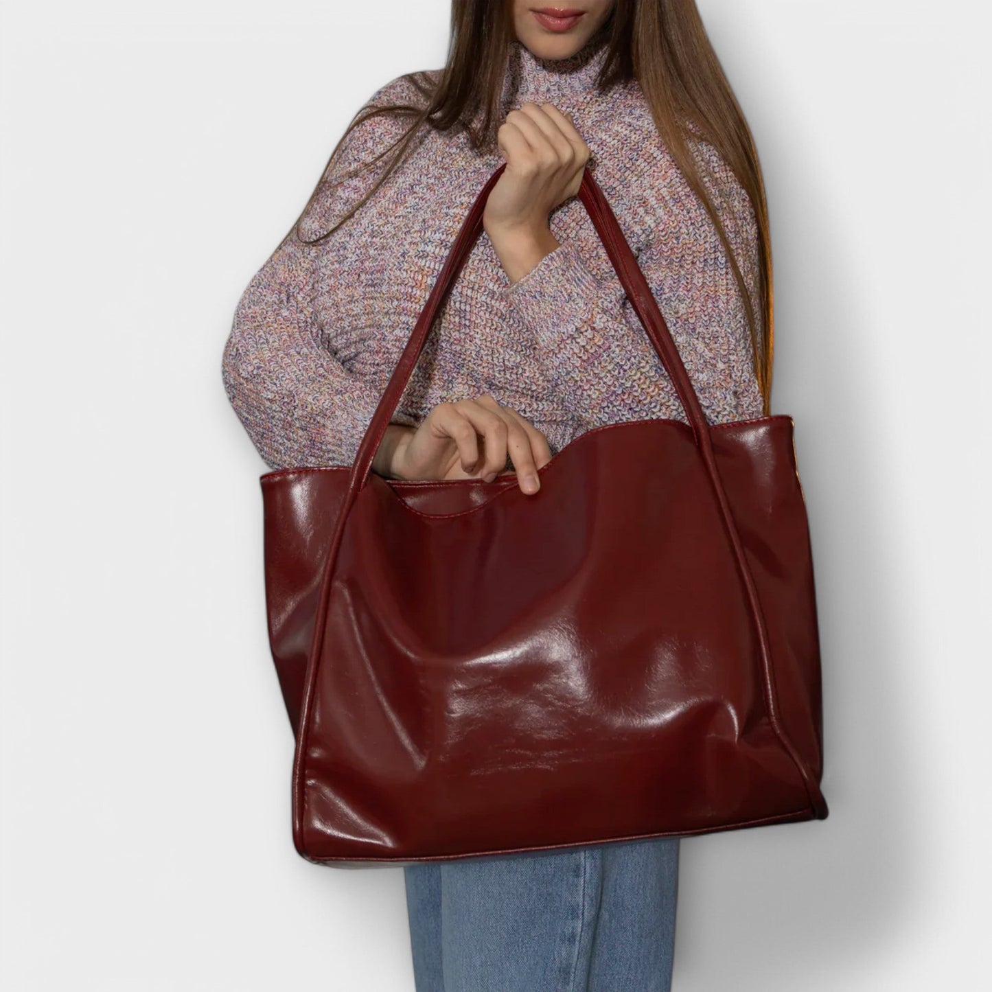 Women's Structured Handbag in Black, Brown or Red