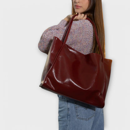 Women's Structured Handbag in Black, Brown or Red