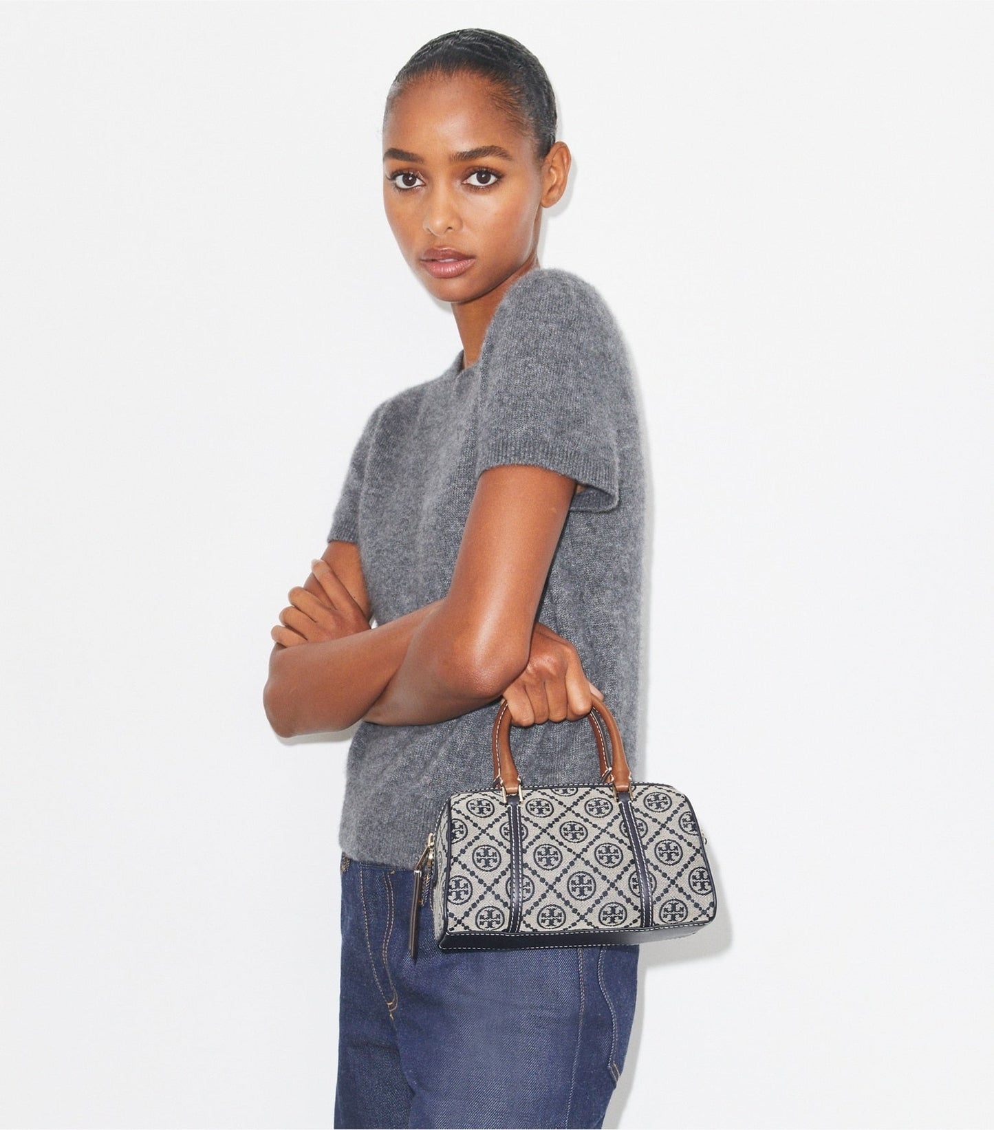 Tory Burch Monogram Petite Barrel Bag